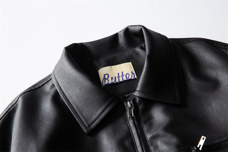 Mens Matte PU Leather Jacket